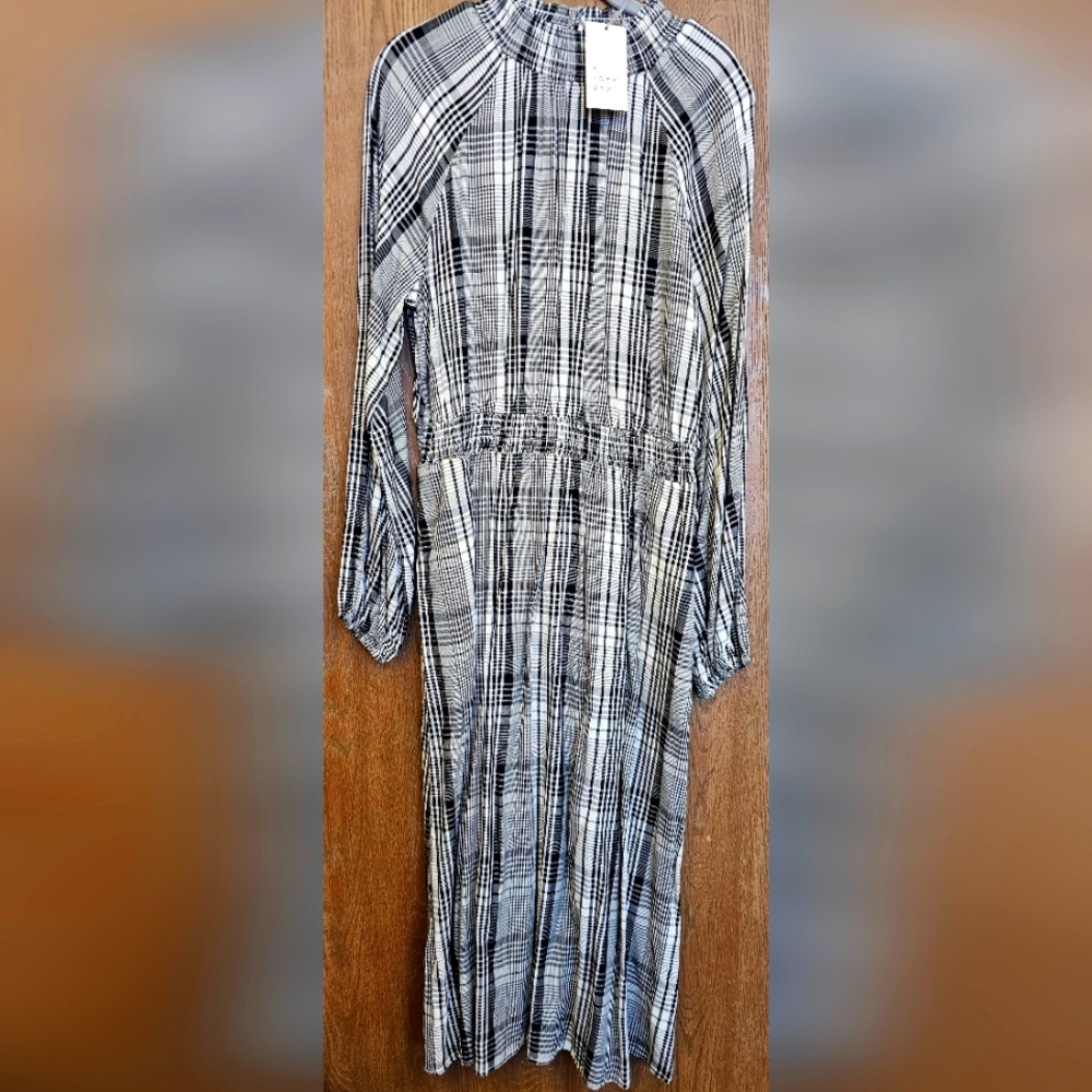 Women's A New Day black/white plaid long-sleeved dress, Medium, NWT